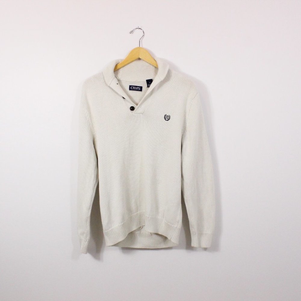 *Chaps 3/4 Button Cream Sweater - Picture 2 of 6